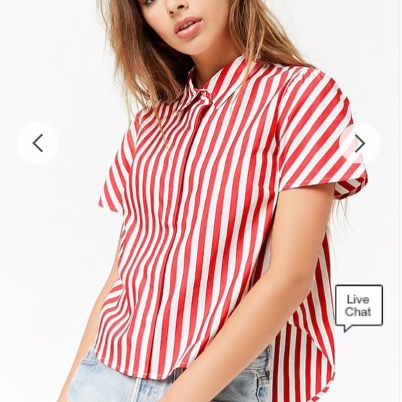 Forever 21 Tops - Striped High-Low Shirt